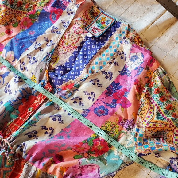 Johnny Was Anora Silk tunic top Colorful Drawstring Adjustable Oversize Summer - Picture 9 of 13